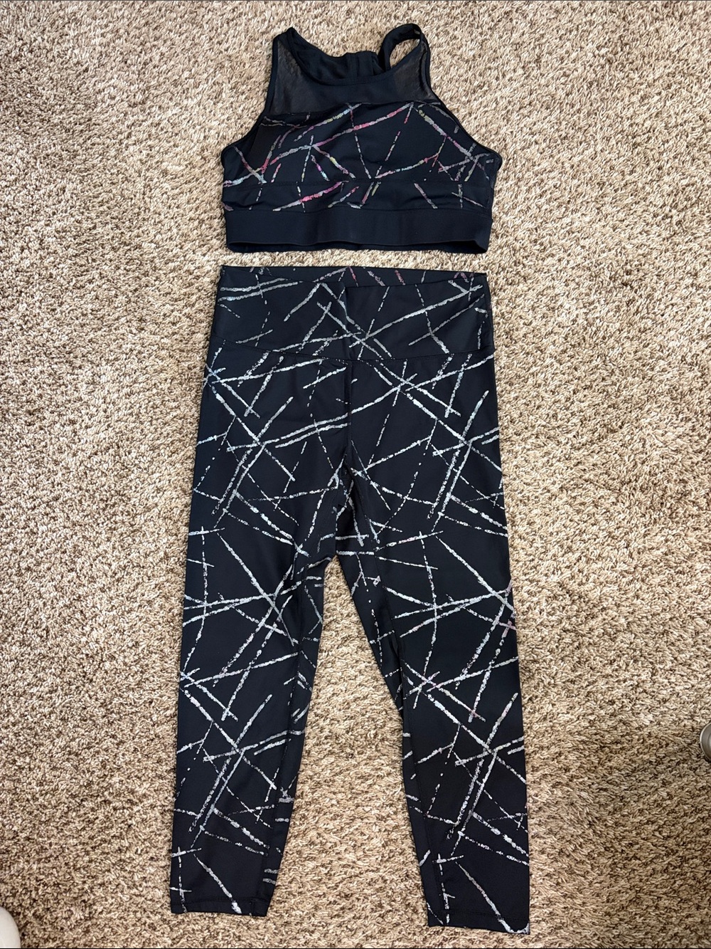 ZYIA active Black Printed Women's Leggings with Matching PADDED Sports Bra